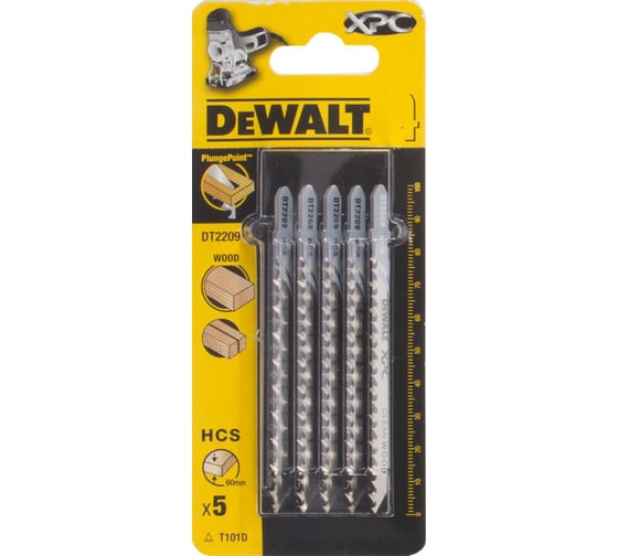Пилки для лобзика по дереву (100 мм; шаг зубьев 4.2 мм) 5 шт. DEWALT DT2209