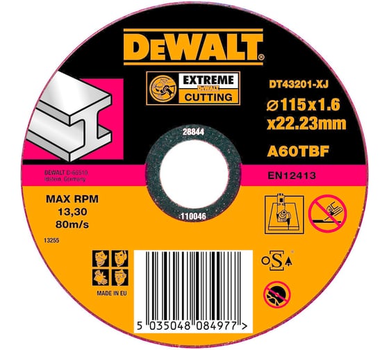 Круг отрезной по металлу EXTREME (115x22.2) Dewalt DT43201 1