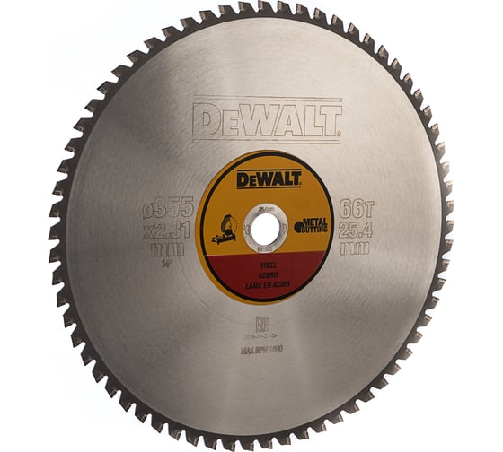 Пильный диск по стали (355х25.4 мм; 66 TCG) DEWALT DT1926