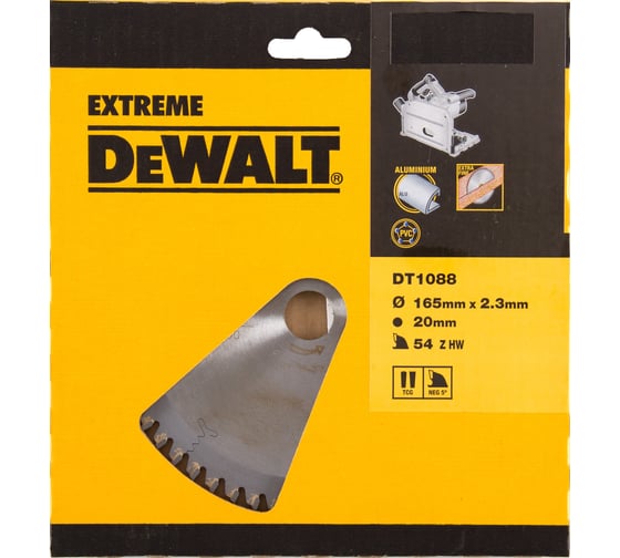 Пильный диск EXTREME по шпону/пластику (165х20 мм; 54 TFZ) DEWALT DT1088