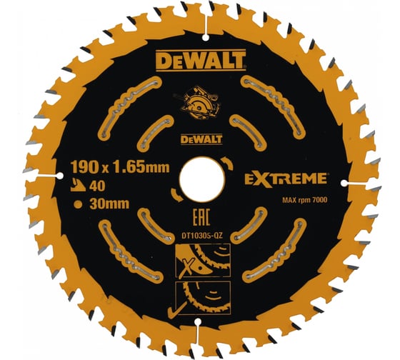 Пильный диск EXTREME по дереву (190х30 мм; 40 WZ) Dewalt DT10305