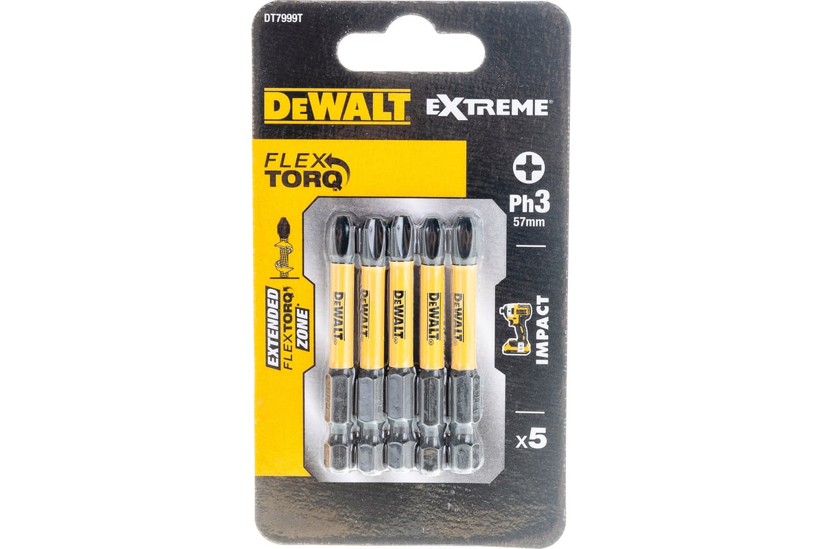 Биты ударные IMPACT Torsion Ph3, 57мм, 5шт. DEWALT DT7999T - выгодная ...