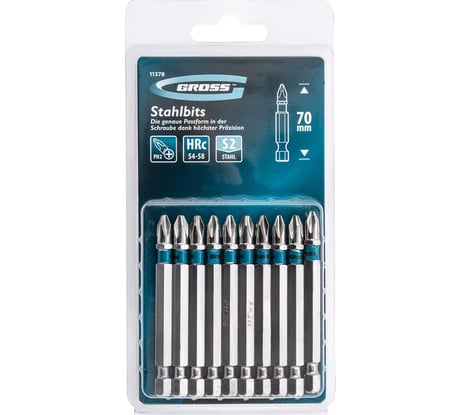 Набор бит РН2х70, сталь S2, 10шт GROSS 11378