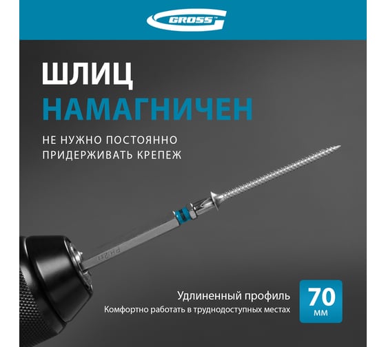 Набор бит РН2х70, сталь S2, 10шт GROSS 11378