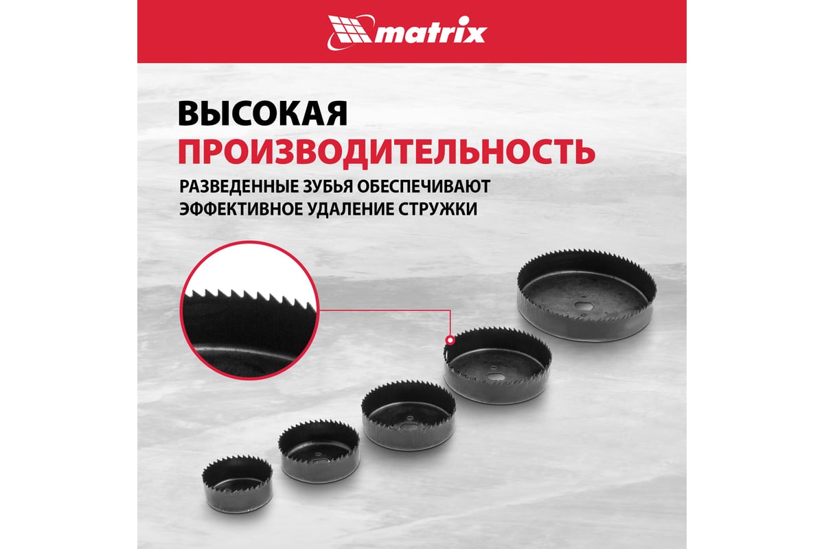 Набор кольцевых пил по дереву (64-127 мм; 5 шт.) MATRIX 704715