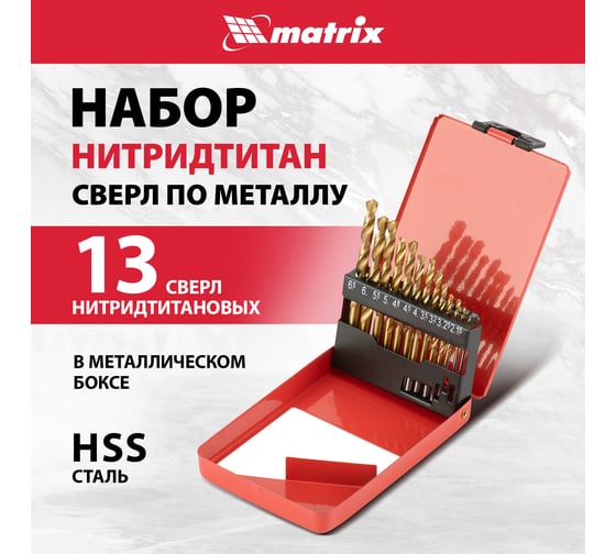 Набор сверл по металлу (1.5-6.5 мм; 13 шт.) MATRIX 72386