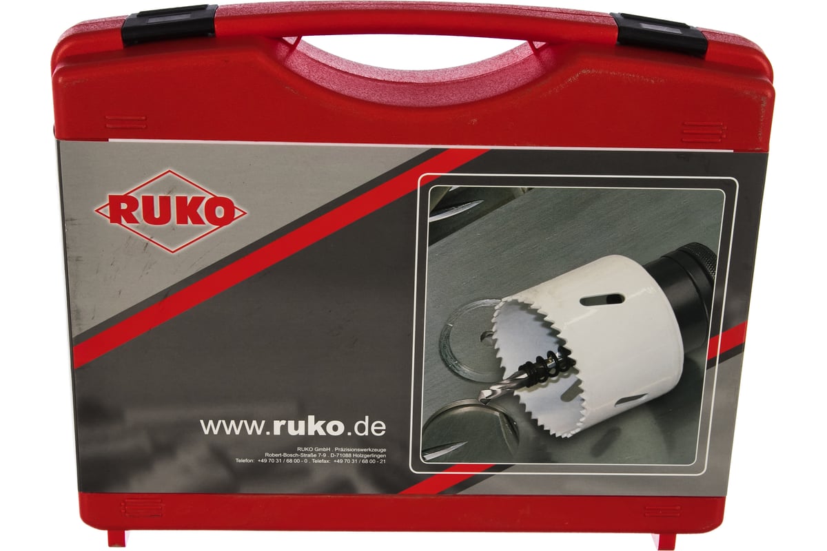 Набор коронок Bi-Metall HSSE-Co8 (6 шт; 22-68 мм; 2 адаптера) RUKO ...