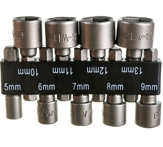 Набор усиленных головок, CrV, 9 шт, 5-13 мм FIT IT 57915