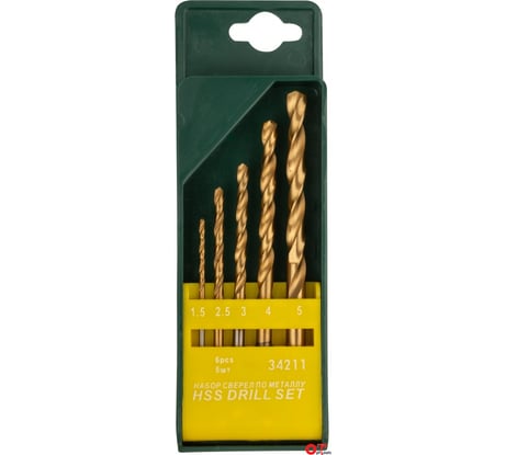 Сверла по металлу HSS, титановое покрытие, 5 шт. FIT IT 34211