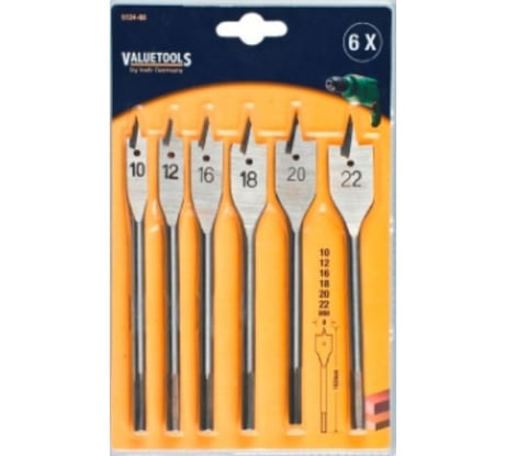 Набор сверл плоскофрезерных (10-22 мм) 6 шт. KWB 5124-60