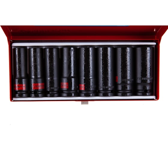 Набор ударных глубоких шестигранных торцевых головок 1/2", 1/2"-15/16", 8шт KING TONY 4410SP