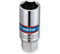 Свечная шестигранная головка с резиновым фиксатором 3/8", 21мм, 70мм KING TONY 363521