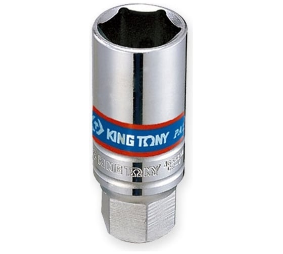 Свечная шестигранная головка с резиновым фиксатором 3/8", 21мм, 70мм KING TONY 363521