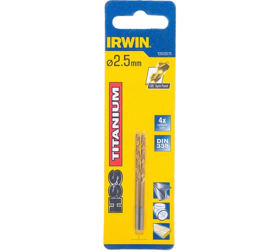 Сверло по металлу Titanium (2.5х57 мм) 2 шт. Irwin 10502575