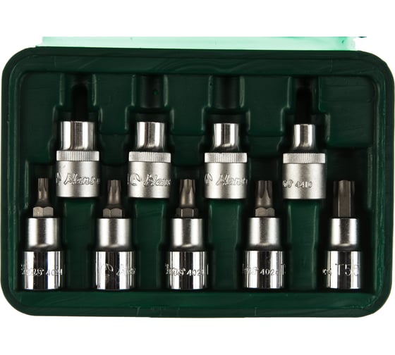 Комплект торцевых головок E-Star (Е10-Е16) и Torx (Т30-Т55) 1/2" 9 шт. Hans 4609ET