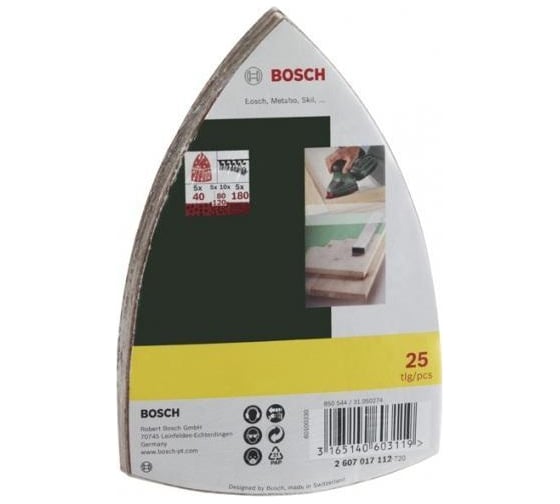 Шлифлисты для PSM (K40/80/120/180; 25 шт.) Bosch 2607017112