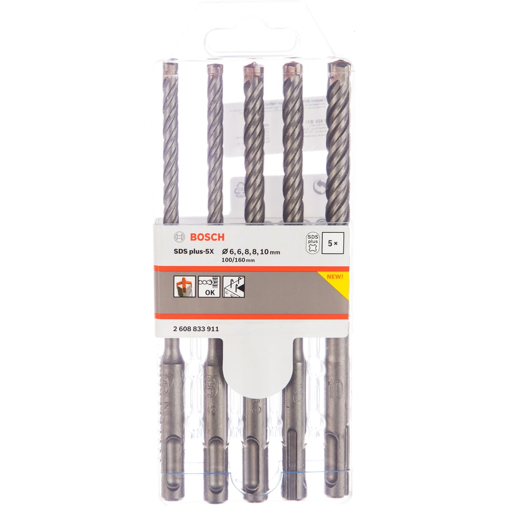 Бур по бетону SDS-plus-5X (6-10 мм) 5 шт. Bosch 2608833911 - выгодная ...