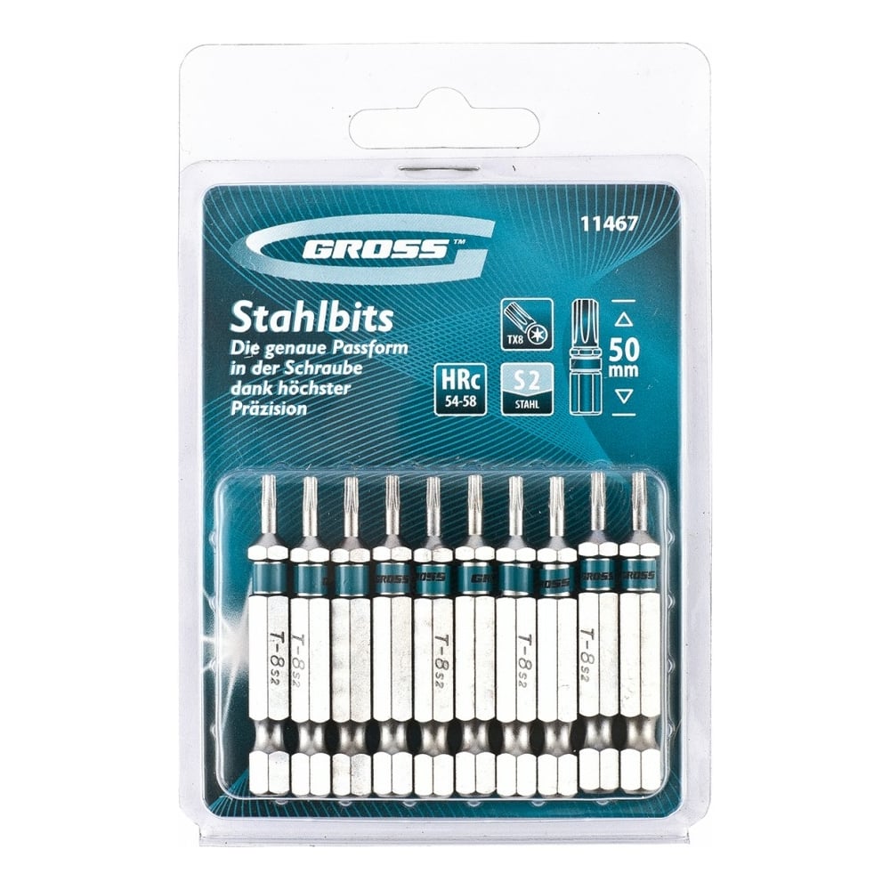 Набор бит TORX (Т8; 50 мм, сталь S2) 10 шт. GROSS 11467 - выгодная цена ...