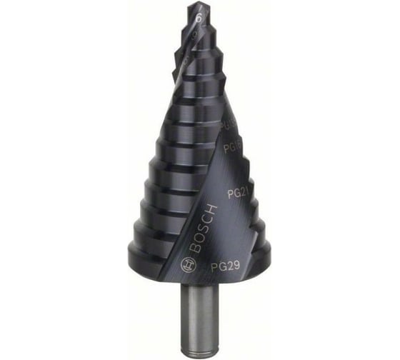 Ступенчатое сверло HSS-AlTiN 12 ступеней, 6-37 мм, PG7-PG21 Bosch 2608588072 1