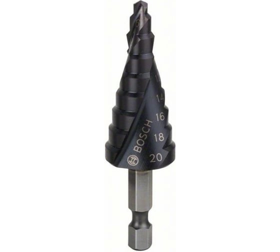 Ступенчатое сверло HSS-AlTiN 4-20 мм, HEX 1/4" Bosch 2608588070 1