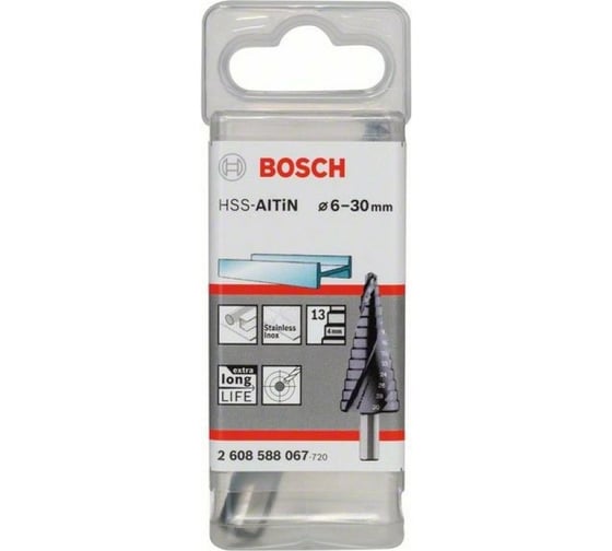 Ступенчатое сверло HSS-AlTiN 13 ступеней, 6-30 мм Bosch 2608588067