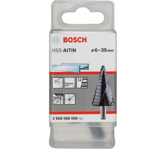 Ступенчатое сверло HSS-AlTiN 12 ступеней, 6-39 мм Bosch 2608588068