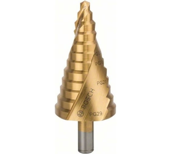 Ступенчатое сверло HSS-TiN 12 ступеней, 6-37 мм, PG7-PG21 Bosch 2608587435