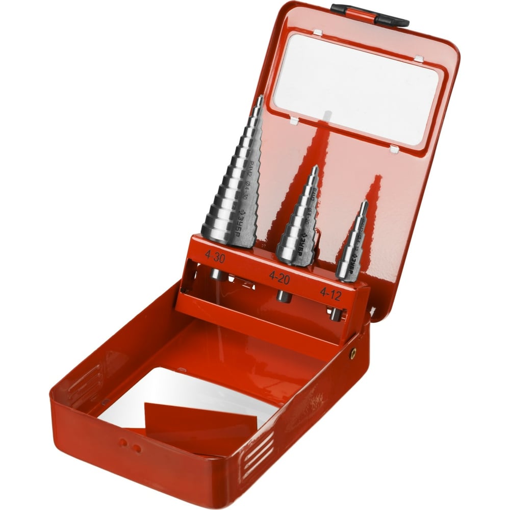 Набор Зубр "МАСТЕР": Ступенчатые сверла по сталям и цвет. мет ...