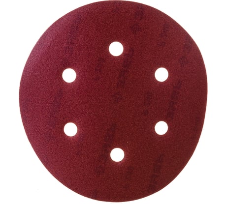 Круг шлифовальный Зубр СТАНДАРТ из абразивной бумаги на велкро основе 5 шт, 150 мм, 6 отв., Р240 35350-150-240