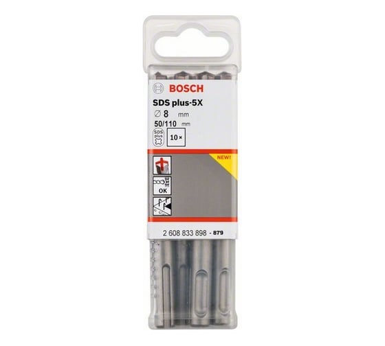 Сверло ударное 10 шт. SDS plus-5X (8x50x110 мм) Bosch 2608833898