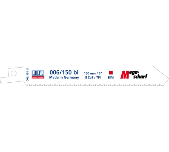 Полотно сабельное 006/150 bi (5 шт; 150х19х0.9 мм; 8 TPI) WILPU 1851500005 1