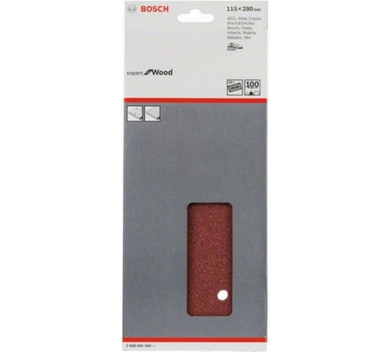 Набор 10 шлифлистов по дереву и краске (115x280 мм; K100) Bosch 2608605344
