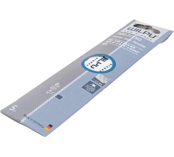 Полотно по металлу 3007/150 Bi-metall (5 шт; 150х19х0.9 мм; 130 мм; 32 TPI) WILPU 1411500005