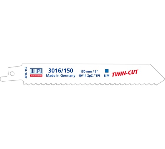 Полотно по металлу 3016/150 TWIN-CUT (5 шт; 150х19х0.9 мм; 130 мм; 10/14 TPI) WILPU 1431500005 1