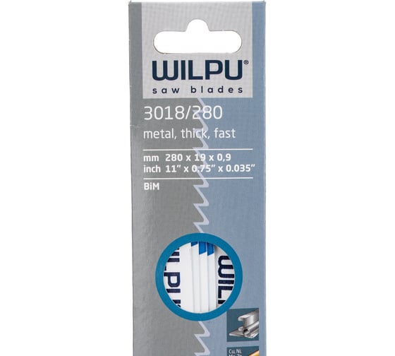 Полотно по металлу 3018/280 (5 шт; 280х19х0.9 мм; 260 мм; 10 TPI) WILPU 1482800005