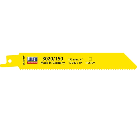Полотно по древесине 3020/150 (5 шт; 150х19х1.05 мм; 130 мм; 10 TPI) WILPU 1211500005 1