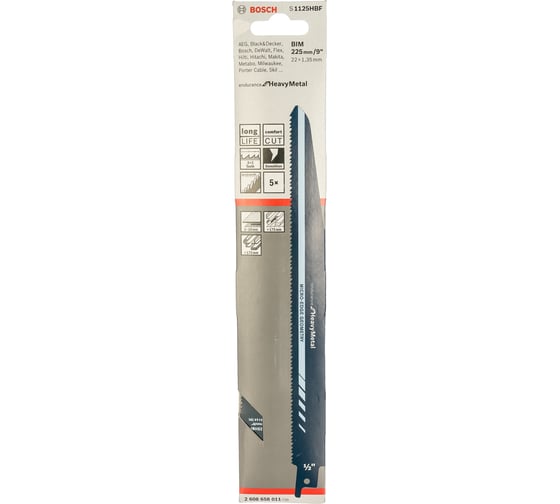 Пильное полотно по металлу S 1125 HBF (225 мм; 5 шт.) Bosch 2608658011