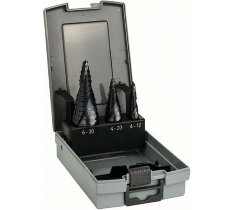 Набор из 3 ступенчатых сверл HSS-AlTiN 4-12, 4-20, 6-30 мм Bosch 2608588069