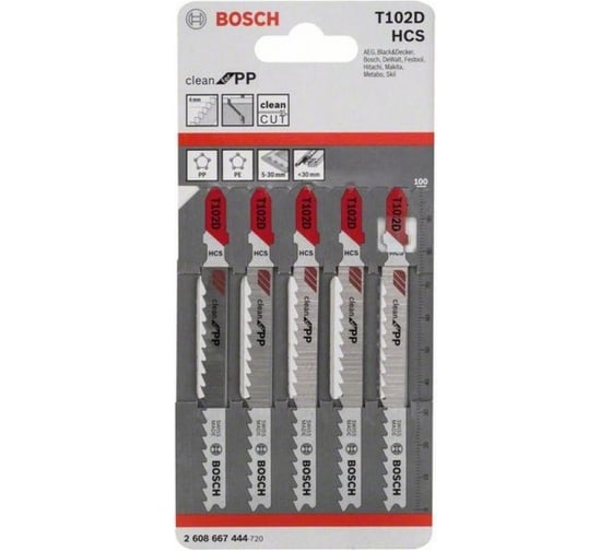 Набор пил CleanPP 5 шт, T102D Bosch 2608667444
