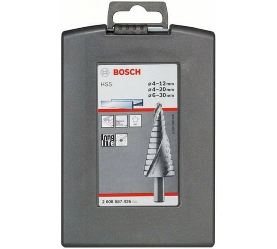 Набор из 3 ступенчатых сверл HSS 4-12, 4-20, 6-30 мм Bosch 2608587426