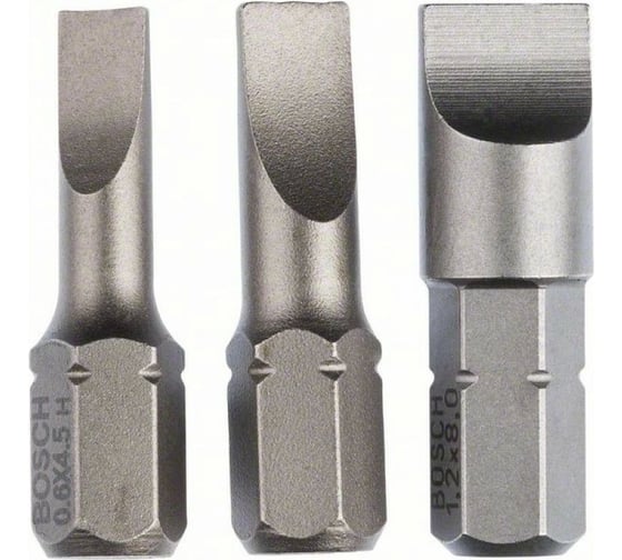 Набор из 3 насадок-бит Extra Hart S0.6x4.5 мм, S0.8x5.5 мм, S1.2x8 мм Bosch 2607001750