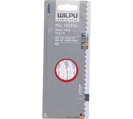 Пилка по дереву с остатками металла MGL 1014 bi 5 шт. WILPU 263100005