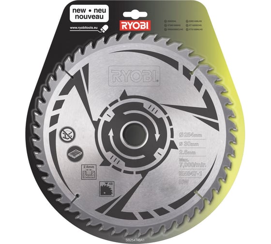 Пильный диск по дереву (254х30х2.6 мм; 48 зубьев) Ryobi SB254T48A1 5132002622