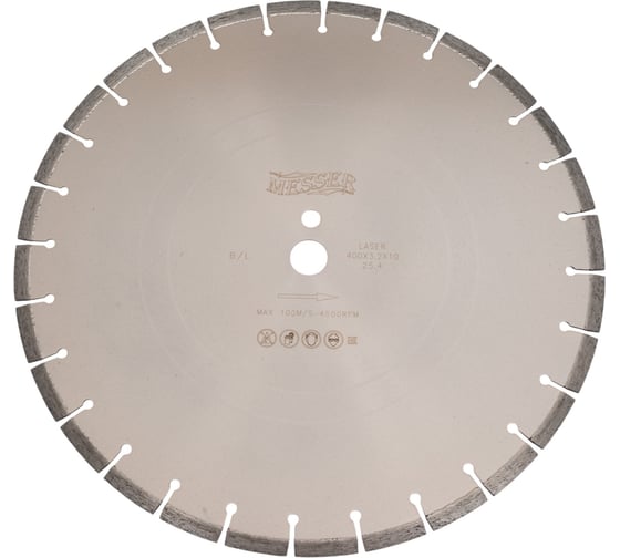 Диск алмазный сегментный B/L по бетону 400D-3.2T-10W-28S-25.4 MESSER 01-13-400
