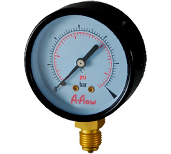 Манометр от 0 до 2.5 бар из углеродистой стали, D100 мм, NPT 1/2", штуцер снизу A-Flow G10-C-8N-100A-2,5bar 1