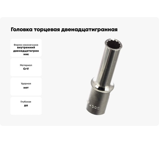 Головка торцевая 12-ти гранная (10 мм; 1/2"; 76 мм) Hans 4302M10