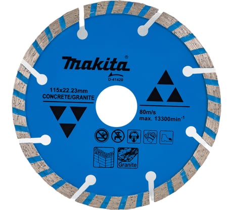 Диск алмазный сегментированный Турбо по бетону/граниту "Эконом" 115x22.23x7 мм Makita D-41420