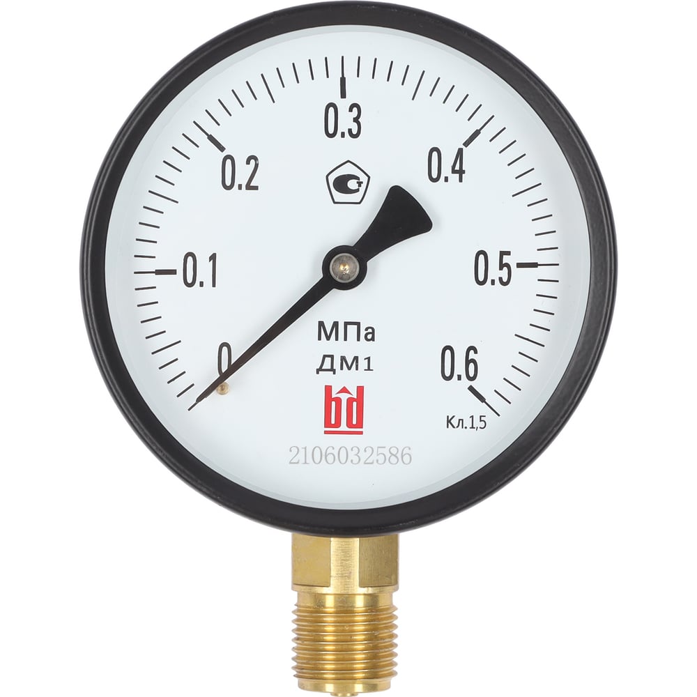 Манометр ДМ 1 Т2 100 Р (0-0.6) МПа, кл.1.5, М20x1.5 BD