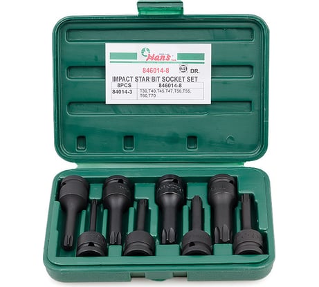Комплект ударных торцевых головок-бит TORX (Т30-Т70; 1/2"; 8 шт.) Hans 846014-8