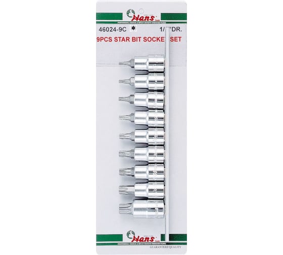 Набор торцевых головок-бит TORX (Т20-Т60; 1/2") 9 шт. Hans 46024-9C 1